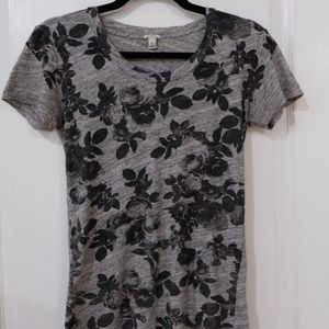 J Crew gray floral pattern short sleeve shirt